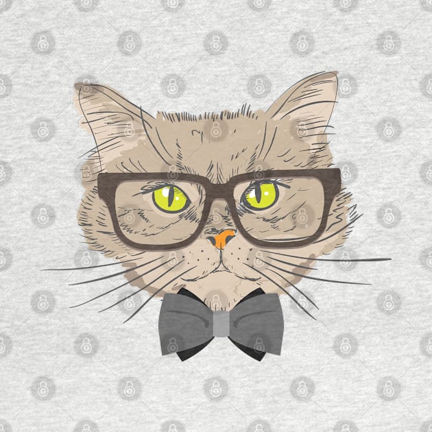 Hipster Cat Kitten Spectacles Eye Glasses Funny Cute T-Shirt by JHFANART